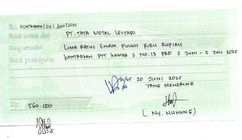 TML - Penyediaan Kontrakan Tukang Kamar 2 Oleh Bu Nunung Periode  5 Jun - 5 Jul 2025